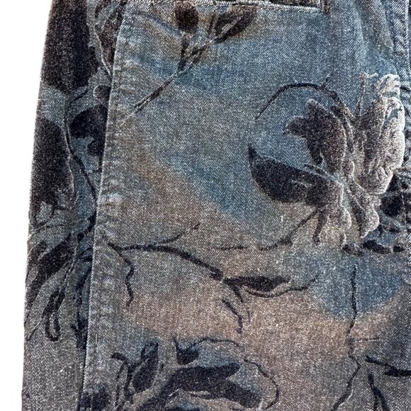 Anthropologie Pilcro Flare Wide Leg Floral Velvet Jeans 30T - Picture 11 of 11
